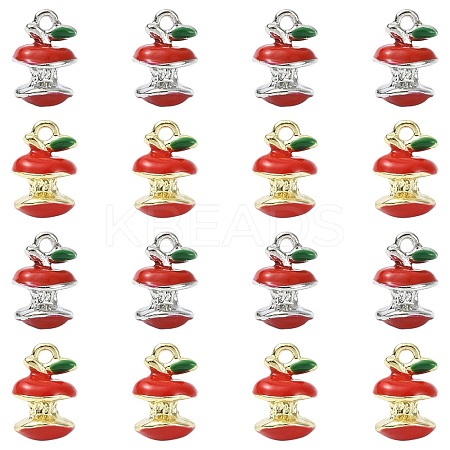 16Pcs 2 Colors Apple Alloy Enamel Charms ENAM-CJ0007-48-1