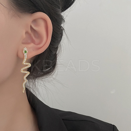 Alloy Rhinestone Stud Earrings EJEW-R021-02G-1