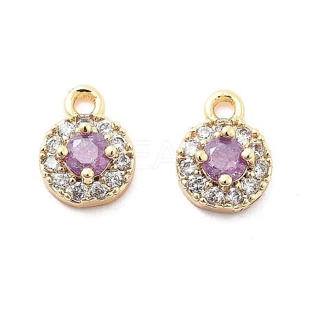 Brass Micro Pave Cubic Zirconia Charms KK-L222-001G-03-1