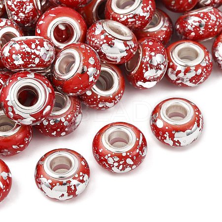 Opaque Resin Rondelle European Beads RESI-Z046-03J-1