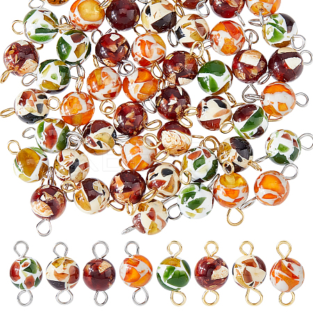 48Pcs 8 Styles Synthetic Amber Links Connector Charms PALLOY-FH00133-1