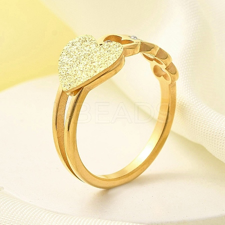 Textured Heart 304 Stainless Steel Finger Ring for Women RJEW-L126-14B-G-1