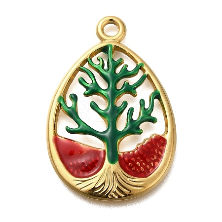 Ion Plating(IP) 304 Stainless Steel Enamel Pendants STAS-I313-03C-1