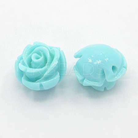 Synthetic Coral 3D Flower Rose Beads CORA-A006-15mm-035-1