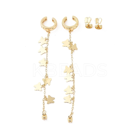 Rack Plating Brass Cuff Earrings for Women EJEW-G394-07B-G-1
