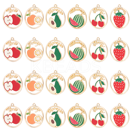 24Pcs 6 Style Alloy Enamel Pendants ENAM-NB0001-76-NR-1
