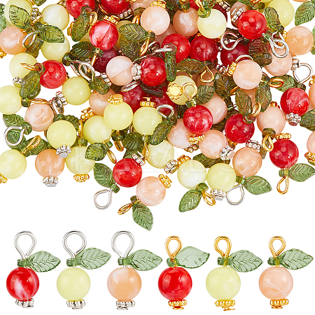120Pcs 6 Styles Acrylic Pendants PALLOY-BM00011-1