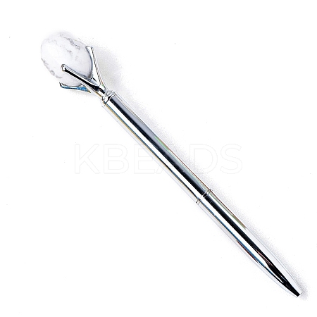 Natural Howlite Egg Ball-Point Pen PW-WG63249-06-1