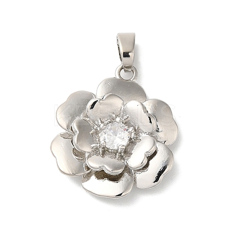 Rack Plating Brass Micro Pave Clear Cubic Zirconia Pendants KK-U022-04P-1