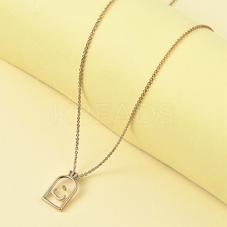 Arch Brass Pendant Necklaces LS-NJEW-H051-05G-1
