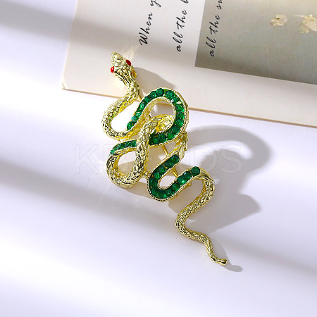 Snake Aolly Rhinestone Brooches JEWB-V008-01LG-02-1