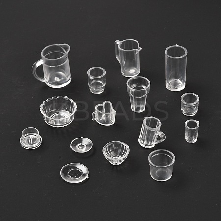 15Pcs Transparent Plastic Food Play Cup Set AJEW-K030-04-1