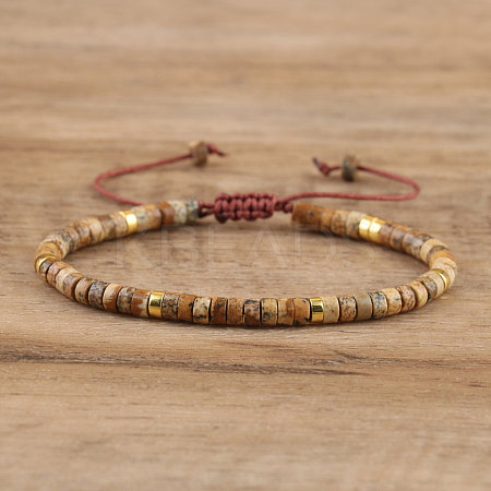 Natural Picture Jasper Beaded Braided Bracelets QH4784-4-1