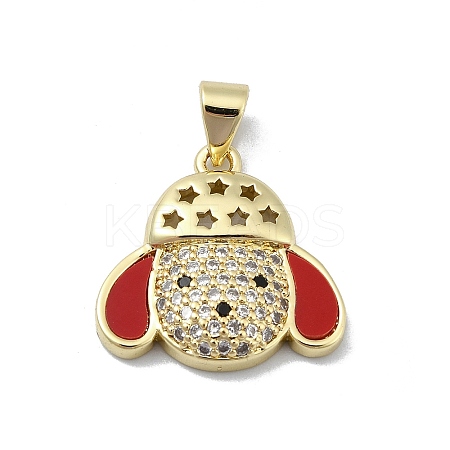 Brass Micro Pave Clear Cubic Zirconia Pendants KK-A221-02C-G-1