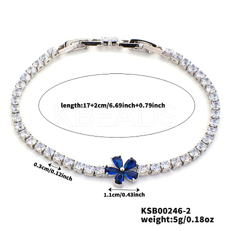 Elegant Brass Micro Pave Cubic Zirconia Charm Bracelets GR4721-2-1