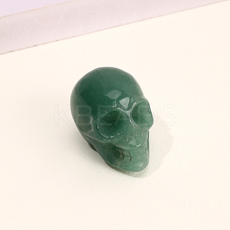 Natural Green Aventurine Skull Figurine Display Decorations G-PW0007-061G-1