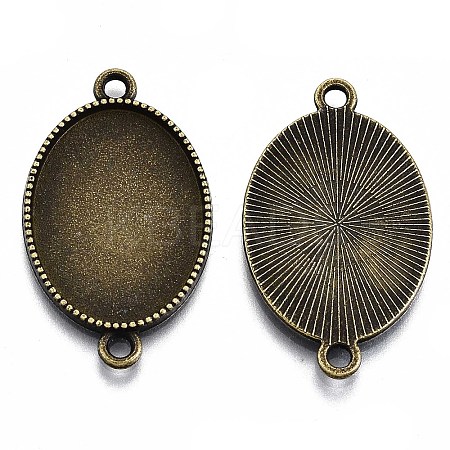Tibetan Style Oval Alloy Cabochon Connector Settings LS-X-TIBE-Q038-002B-AB-NR-1