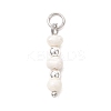 Natural Cultured Freshwater Pearl Potato with Round Electroplate Synthetic Non-magnetic Hematite Pendants PALLOY-JF04853-01-3