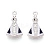 Prussian Blue Alloy Enamel Pendants PALLOY-T092-14P-1