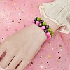 Hot Pink Gold Natural Yellow Jade Round Beaded Stretch Bracelet BJEW-SW00077-05-5