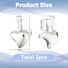 2Pcs Rhodium Plated 925 Sterling Silver Heart Charms STER-HS0001-06P-2