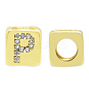 Brass Micro Pave Clear Cubic Zirconia European Beads KK-T030-LA842-PX3-1