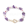 Natural Amethyst Chip Beaded Stretch Bracelets BJEW-JB10507-1