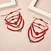 Synthetic Goldstone Donut Braided Bead Bracelet BJEW-SW00047-06-4