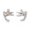 Brass Micro Pave Cubic Zirconia Bird Pendants KK-E068-VB297-1