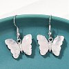Natural Rose Quartz Brass Dangle Earrings EJEW-M081-01P-02-4