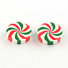 Flat Round Handmade Polymer Clay Cabochons CLAY-S085-12-1