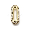 Brass Micro Pave Clear Cubic Zirconia Oval Linking Rings KK-Z093-43G-1
