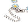 Enamel Daisy Link Chains Bracelet BJEW-P271-01P-03-4
