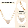 2Pcs 2 Colors Crystal Rhinestone Heart Pendant Necklaces Set with Alloy Curb Chains NJEW-AN0001-88-3