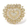 Rack Plating Brass Micro Pave Cubic Zirconia Cuff Finger Rings for Women RJEW-C114-21A-G-2