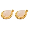 Natural Rose Quartz 304 Stainless Steel Teardrop Charms LS-G-D075-01G-01-2