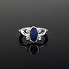 Alloy with Natural Lapis Lazuli Finger Rings FS-WGF3EDB-03-2