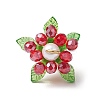 Glass with Round Shell Pearl and Acrylic Charms Pendants PALLOY-MZ00647-01-3