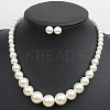 Alloy with ABS Plastic Pearl Round Beaded Necklaces & Stud Earrings Sets for Women WG13E8D-03-1