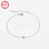 Anti-Tarnish Rhodium Plated 925 Sterling Silver Letter Cubic Zirconia Link Bracelets GI2156-20-1