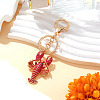 Lobster Shape Alloy Enamel & Rhinestone Pendant Keychain LS-KEYC-P022-01G-1