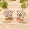 Flower Brass Micro Pave Cubic Zirconia Stud Earrings for Women EJEW-G428-28B-02-1