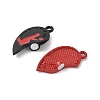 Spray Painted Alloy Red and Black Enamel Split Pendants PALLOY-V006-07-2