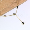 Stainless Steel & Black Rectangle Block Y-shaped Tassel Necklaces for Daily and Formal Wear UV0910-5
