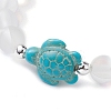 3Pcs Beach Dolphin & Turtle & Starfish Dyed Synthetic Turquoise Bead Bracelets BJEW-JB10252-4