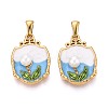 304 Stainless Steel & Enamel & ABS Imitation Pearl Pendants STAS-T072-88A-G-1