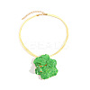 Alloy Enamel 3D Flower Pendant Imitation Leather Cord Multi-strand Necklaces for Women WGB1BBC-03-1