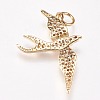 Brass Micro Pave Cubic Zirconia Bird Pendants ZIRC-A009-36G-2