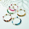 Natural Gemstone Beaded Stretch Bracelet with Alloy Column for Women BJEW-JB08503-2