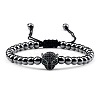 Adjustable Sweet and Cool Couples Brass Micro Pave Cubic Zirconia Leopard Braided Bead Bracelets for Women LY5940-2-1